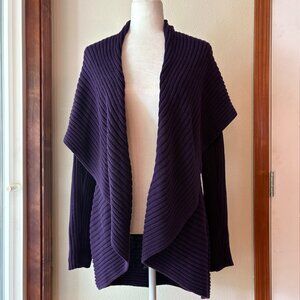 LRL Draped Open Front Knit Cardigan Shawl Collar High Low Hem Duster Size L / XL